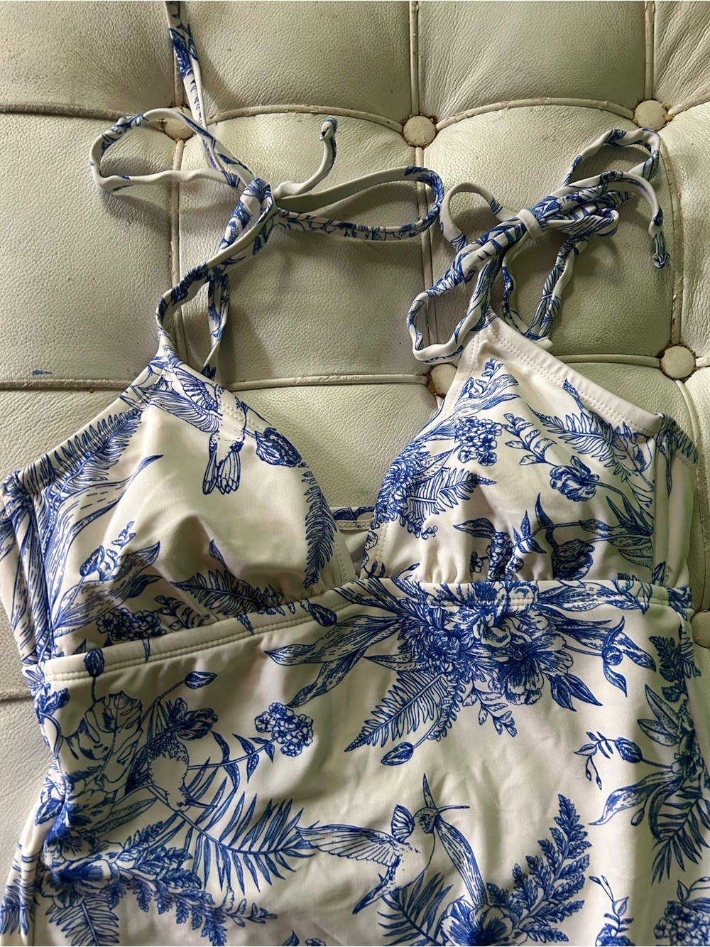 Kona Sol White and Blue Floral One-Piece Swimsuit - Picture 2 of 5